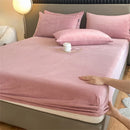 Axyaa Velvet Fitted Bed Sheet with Elastic Band - Winter Warm, Anti-Slip - All Sizes
