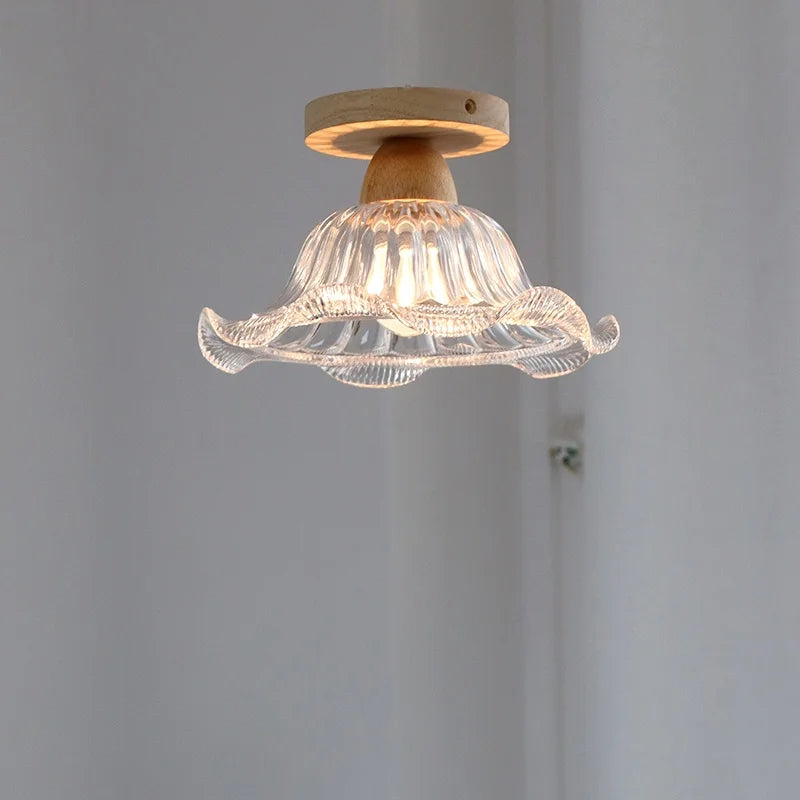 Axyaa Crystal Wood LED Ceiling Lamp Clear Glass Modern Ceiling Lights
