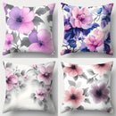Axyaa Pink & Purple Floral Print Sofa Pillow Case Set