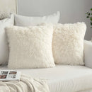 Axyaa Cozy Plush Cushion Cover 45x45cm White Grey Decor Pillowcase