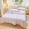 Axyaa Washed Cotton Printed Summer Quilt - Machine Washable Thin Quilt