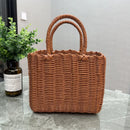Axyaa Imitation Rattan Storage Basket with Handle Home Decor Handbag