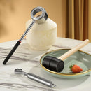 Axyaa Stainless Steel Coconut Opener with Wooden Handle and Rubber Hammer