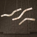 Axyaa Dimmable Led Marble Chandelier: Copper & Alabaster Art Pendant for Home