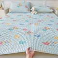 Axyaa Natural Latex Summer Mat Set with Silk Thicken Bed Pad, Pillowcase & Ice Silk Sheet