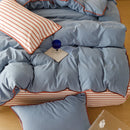 Axyaa Grid Duvet Cover Set with Sheet Pillowcases, Twin to Queen Size