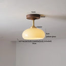 Axyaa Amber Glass LED Ceiling Light Fixture with Wood Canopy - Modern Home Lighting