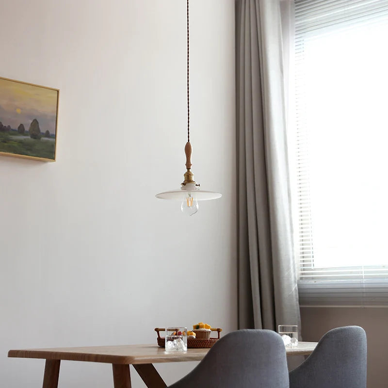 Axyaa White Glass Pendant Light for Bedroom Living Dining Room Chandelier LED Hang Lamp