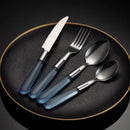Axyaa Stainless Steel Cutlery Set with Plastic Handle - Western Tableware Steak Knife Fork Teaspoon