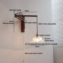 Axyaa Antique Brass Wall Lamp with Amber Glass Shade for Home Decor
