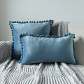 Axyaa Velvet Cushion Cover with Tassels Fringe - Soft Decorative Boho Pillows