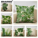Axyaa Leaf Cushion Cover: Soft Linen Pillowcase 45x45cm