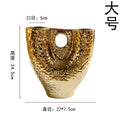 Axyaa Gold Ceramic Vase with Abstract Branches Design