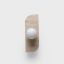 Axyaa White Glass Ball LED Wall Lamp Wabi Sabi Design Yellow Travertine
