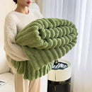 Axyaa Cozy Fluffy Blanket for Bedroom - Soft Solid Color Bedspread & Bed Cover