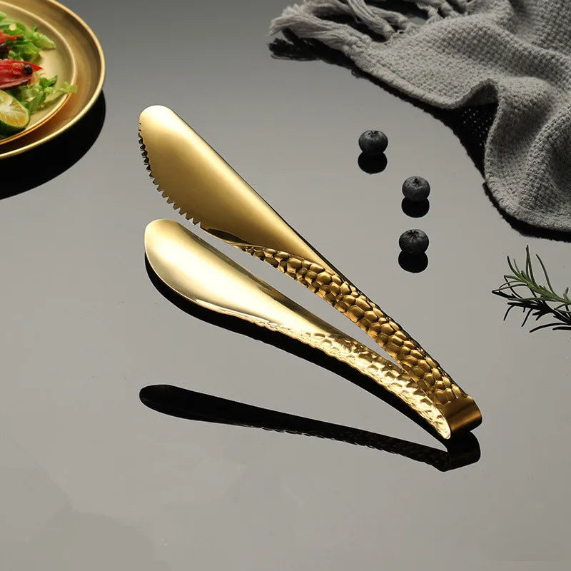 Axyaa Stainless Steel Food Tongs Kitchen Utensils Silver Golden Beef Clip.