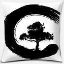 Axyaa Bonsai Zen Stone Pattern Pillowcase Square Decor Home Office Living Room