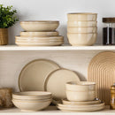 Axyaa 24-Piece Light-Brown Stoneware Dinnerware Set