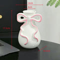 Axyaa Ribbon Bow Ceramic Vase: Charming Floral Arrangement Accessory for Home Decoration