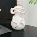 Axyaa Ribbon Bow Ceramic Vase: Charming Floral Arrangement Accessory for Home Decoration