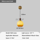 Axyaa LED Glass Pendant Lights Walnut Wood Hanging Lamp for Home Decor