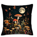 Enchanted Night Mushroom & Butterfly Pillow Cover for Sofa, Bedroom, Car - Axyaa