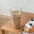 Axyaa Cute Korean Glass Water Bottle with Straw, Lid: 480ml Breakfast Glass Cups