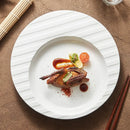 Axyaa Ceramic Line Pattern Pasta Plate, Premium Round Medium Vegetable Plate