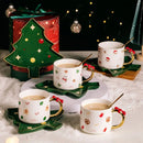 Axyaa Santa Claus Christmas Tree Ceramic Coffee Cup and Saucer Gift