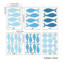 Axyaa Blue Fish Wall Stickers Set for Kids Room Decor