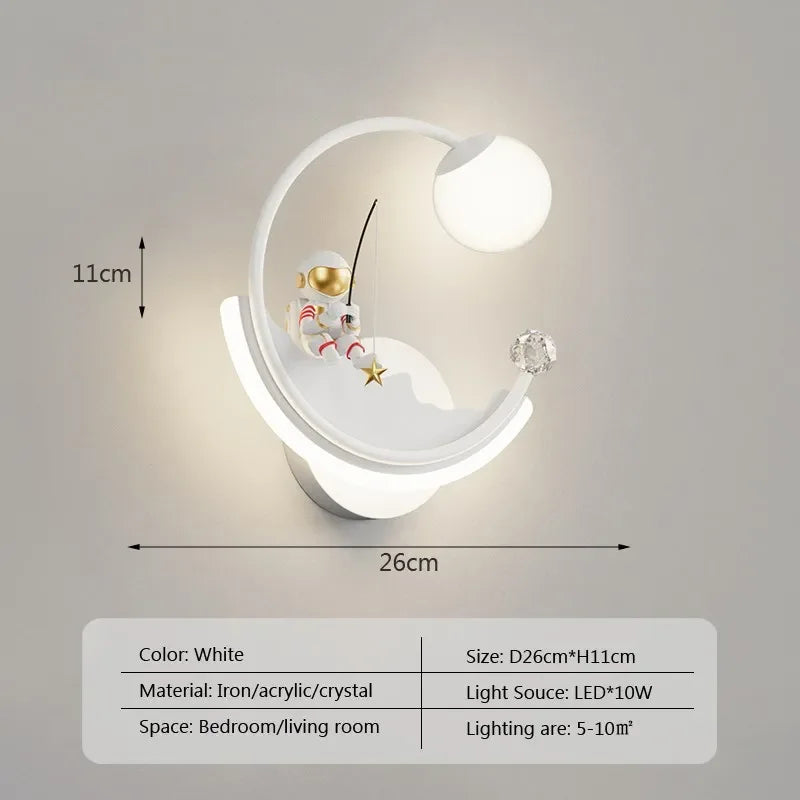 Axyaa Astronaut Star Moon LED Wall Lamps for Children's Room