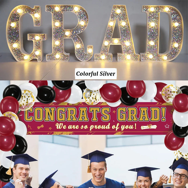 Axya LED Grad 2024 with Bachelor Cap - Class of 2024 Graduation Decorations