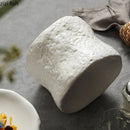 Axyaa White Ceramic Relief Stone Pattern Dessert Plate Molecular Cuisine Specialty