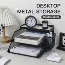 Axyaa Desk Organization Set: Tray, Pen Holder, Storage, Leather Pad, Metal Organizer