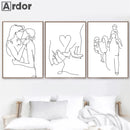 Axyaa Family Portrait Line Wall Art Canvas Poster Son Daughter Love Bedroom Decor
