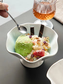 Axyaa High Foot Ceramic Ice Cream Bowl Lotus Leaf Design