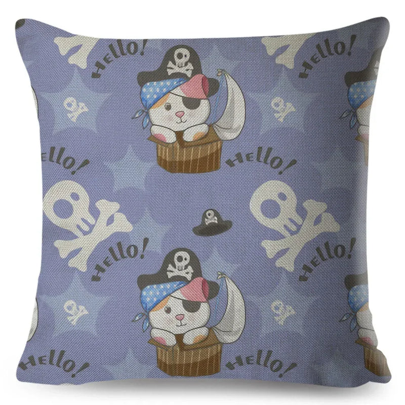 Axyaa Cat Cushion Cover: Decorative Linen Pillow for Home, Sofa, Children's Room