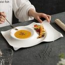 Axyaa Irregular Hill Ceramic Plate Set - Elegant Tableware for Desserts and Salads