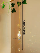 Axyaa Boho Crystal Sun Catcher Hanging Ornaments with Gold Chain - Window Wall Garden Decor