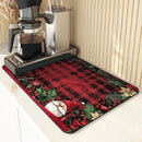Christmas Dwarf Gift Poinsettia Drying Mat by Axyaa - Non-Slip Absorbent Kitchen Mat