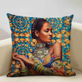Axyaa African Women Design Linen Cushion Cover 45x45cm