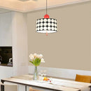 Axyaa Cylindrical Metal Pendant Lamp, Red Black Ball, Novelty E27 Bulb, Art Decor, Dining Kitchen