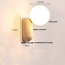 Axyaa Modern LED Stone Wall Light Fixture White Glass Globe Yellow Travertine
