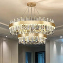Axyaa Luxury Golden Crystal Round Ceiling Chandelier Light for Living Room