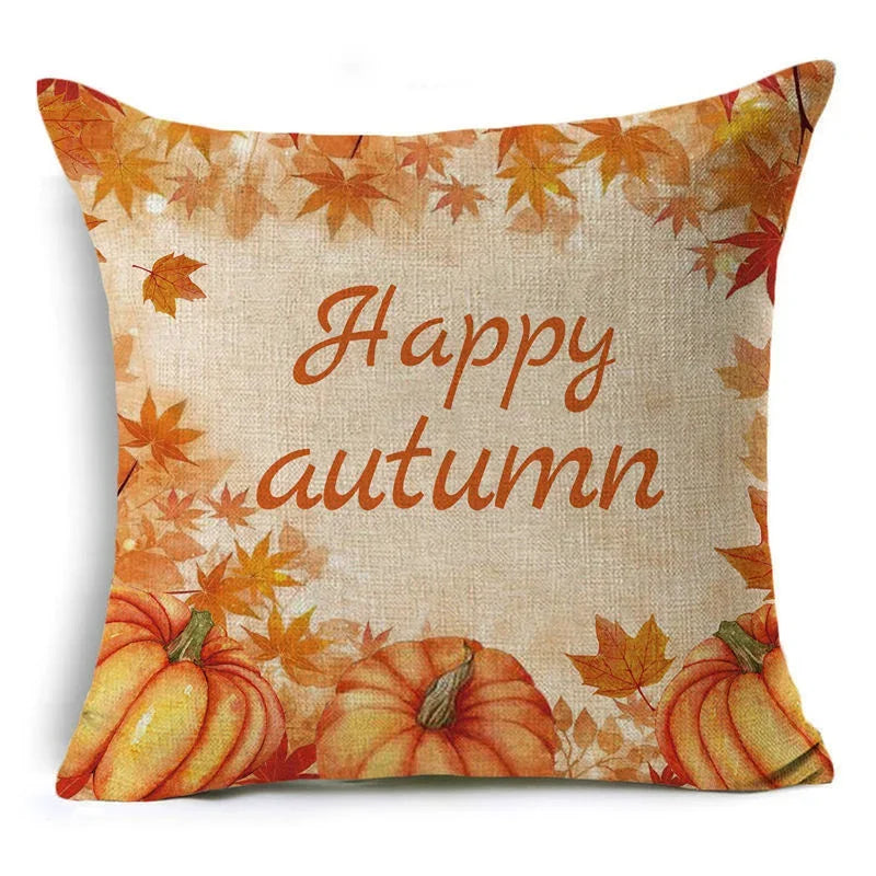 Axyaa Autumn Print Style Thanksgiving Pillow Case - Decorative Plant Cushion Cover
