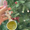 Axyaa Kawaii Cherry Ceramic Soup Spoon: Hand Painted, Long Handle Tableware