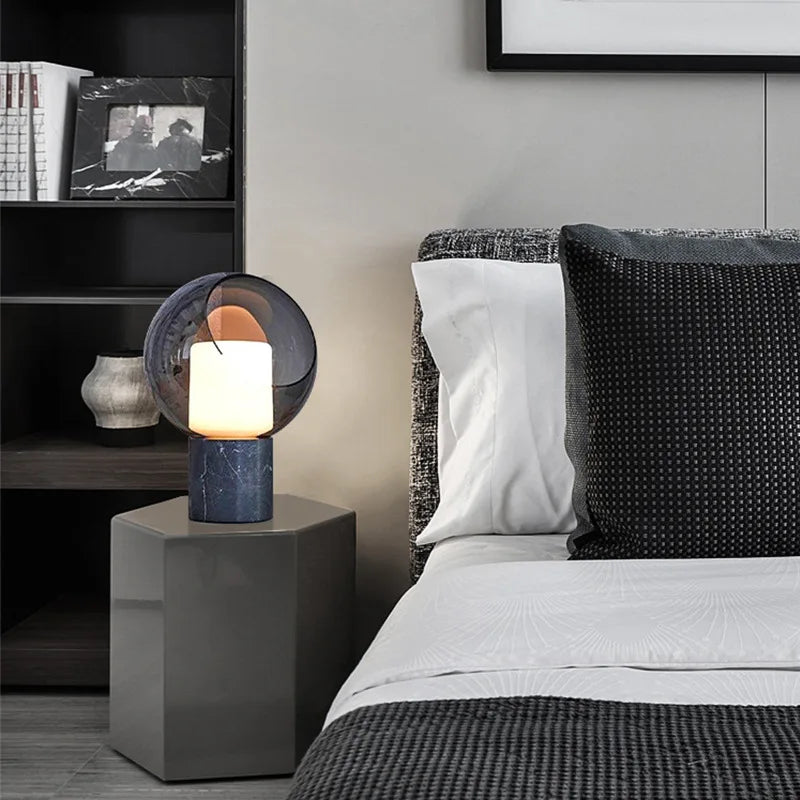 Axyaa Evedal Glass Table Lamp Smoke Gray Glass Bedside Lamp