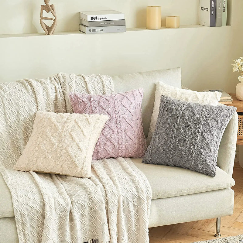 Axyaa Short Fleece Pillow Cover 18x18 for Living Room Sofa & Home Decor