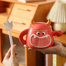 Axyaa Elegant Ceramic Cup with Lid, Spoon - Funny High-Aesthetic Water Mug Gift