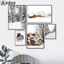 Nordic Winter Forest Wood Wall Art Print by Axyaa